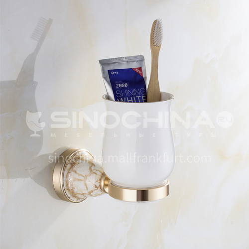 Bathroom champagne gold space aluminum ceramic base single cup toothbrush holderMY-9202